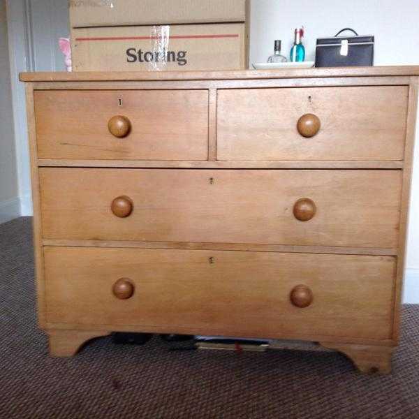 Antique stripped pine chest of drawers