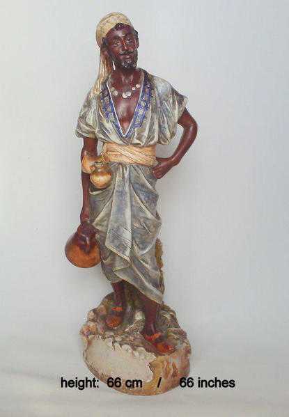 Antiquevintage Hand-painted Statue of Oriental Water Carrier (in the Royal Dux Style) - 66 cm  26quot