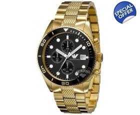 ARMANI AR5857 GENTS GOLD STAINLESS STEEL CHRONOGRAPH WATCH