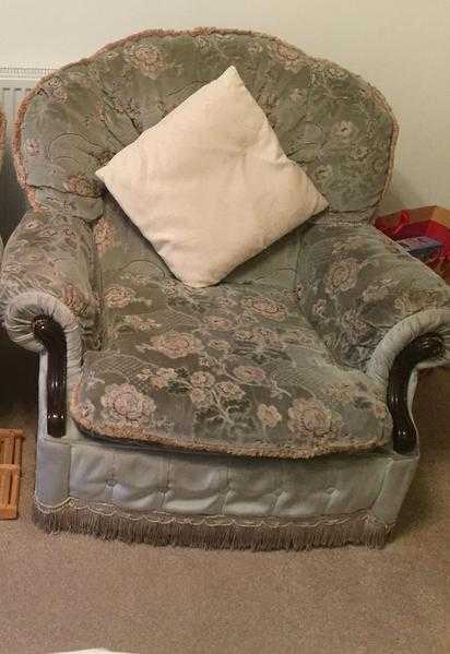 Armchair Brown and Green Fabric