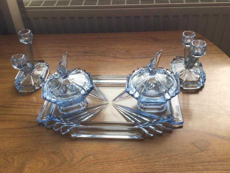 Art Deco glass dressing table set