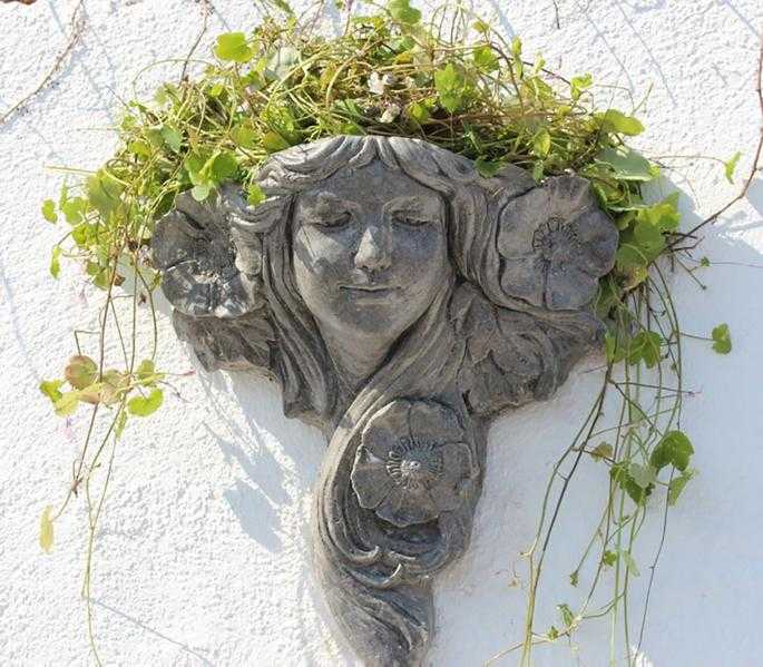 Art Nouveau Flower Lady Planter, Stone Wall Decor, Garden Ornament, Made in Cornwall