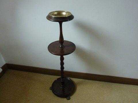 Ashtray Stand - Oak amp Brass - antique, vintage