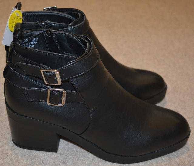 Atmosphere Primark Heeled Black Leather Ankle Boots Size 8  42