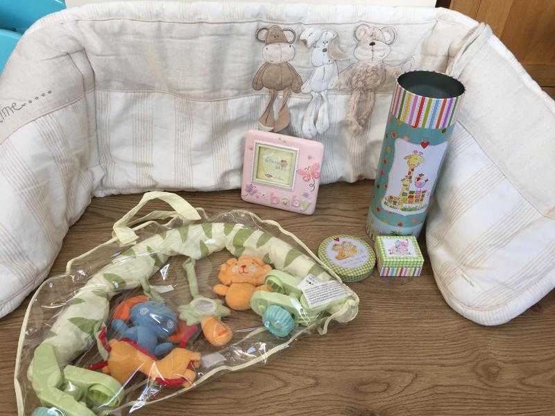 Baby bundle including mamas and papas cotbed bumper and other items