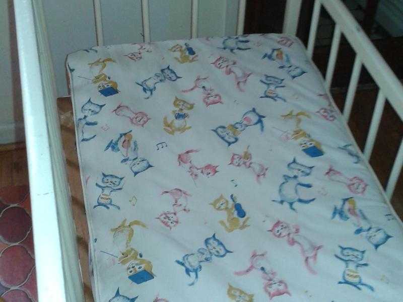 BABY039S COT MATTRESS Vintage Genuine Horsehair filled, velour covered, sprung Clean Animal pattern