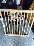 BabyDan Wooden Super Flexi Fit Baby Safety Gate beach and silver