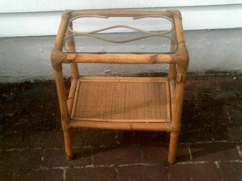 Bamboo coffeeoccasional table with glass top