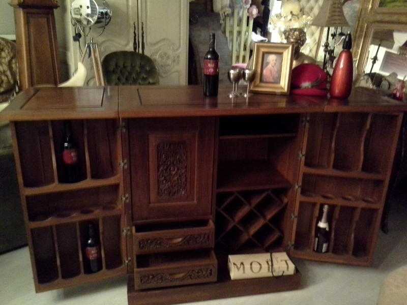 Bar drinks wine cabinet dark solid wood