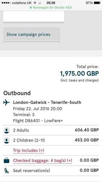 BARGAIN FLIGHTS TO TENERIFE FOR FAMILY OF 4 IN SCHOOL SUMMER HOLIDAYS