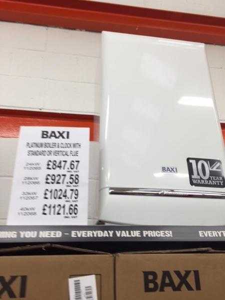 Baxi Platinum ERP Combi Boiler (10 Year Warranty) With Flue amp Clock