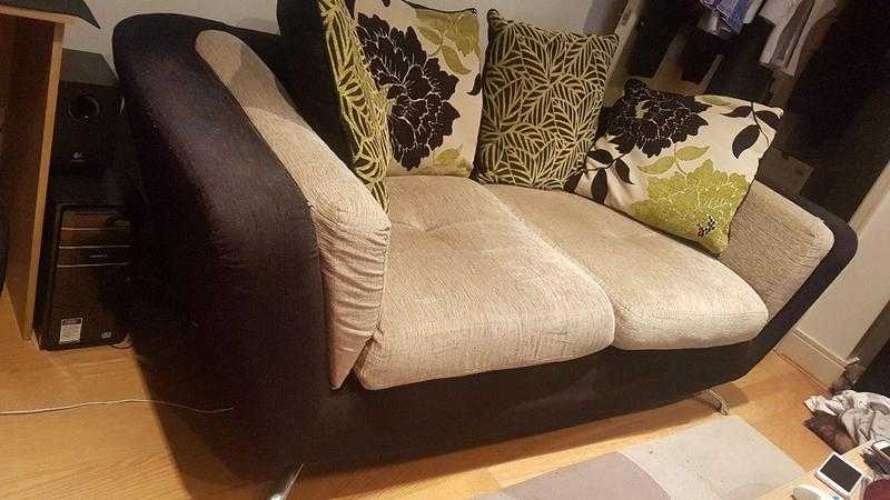 Beautiful 3 Seater Beige and Black Sofa