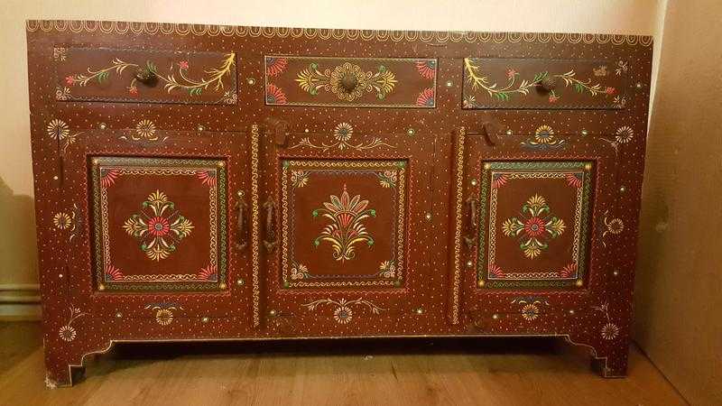 beautiful antique hand painted Rajasthani sidetable