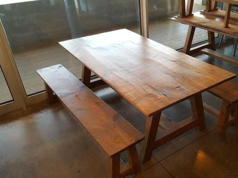 Beautiful Large solid wood table amp benches