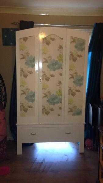 Beautiful refurbished vintage twin rail wardrobe and drawer