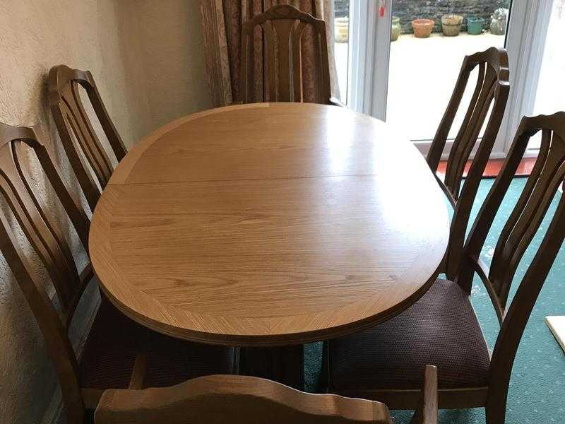 Beautiful Teak Extendable Dining Table cw 6 Dining Chairs