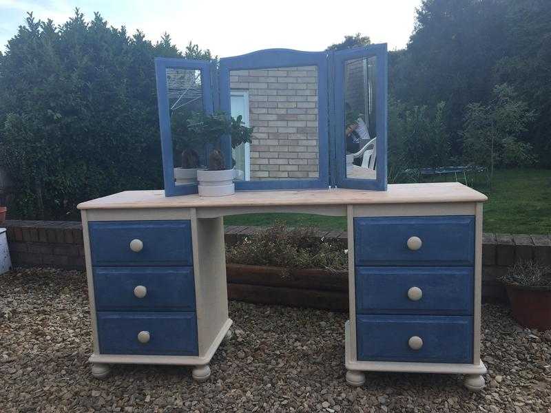 Beautiful upcycled pine dressing table with 3 mirrors