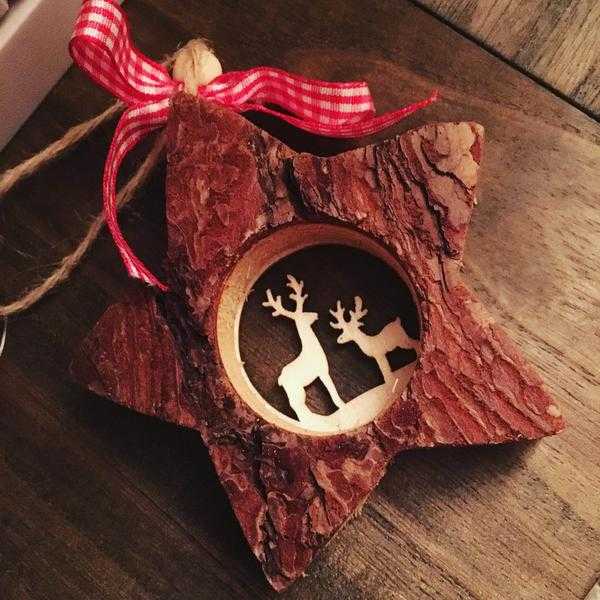 Beautiful Wooden Bark Christmas Tree Decorations