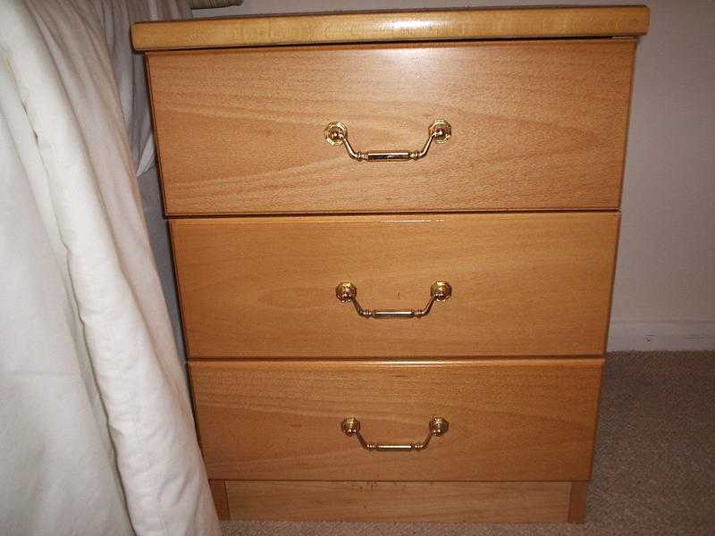 bedside drawer unit in beech wood