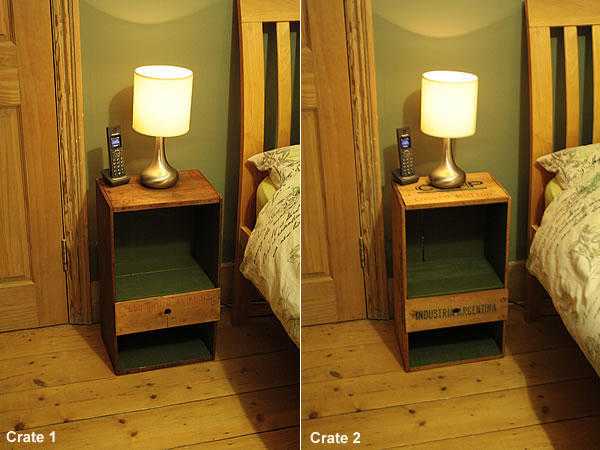 Bedside Table EndSide Table 1 Drawer 2 Shelves Made With Vintage Crate