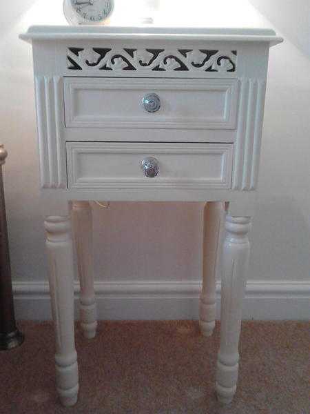 Bedside Tables (pair) painted cream (with drawers)