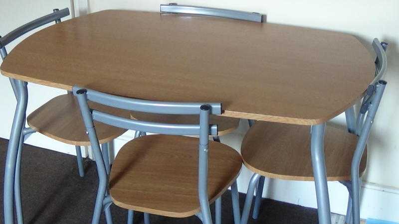 Beech compact dining table and 4 chairs