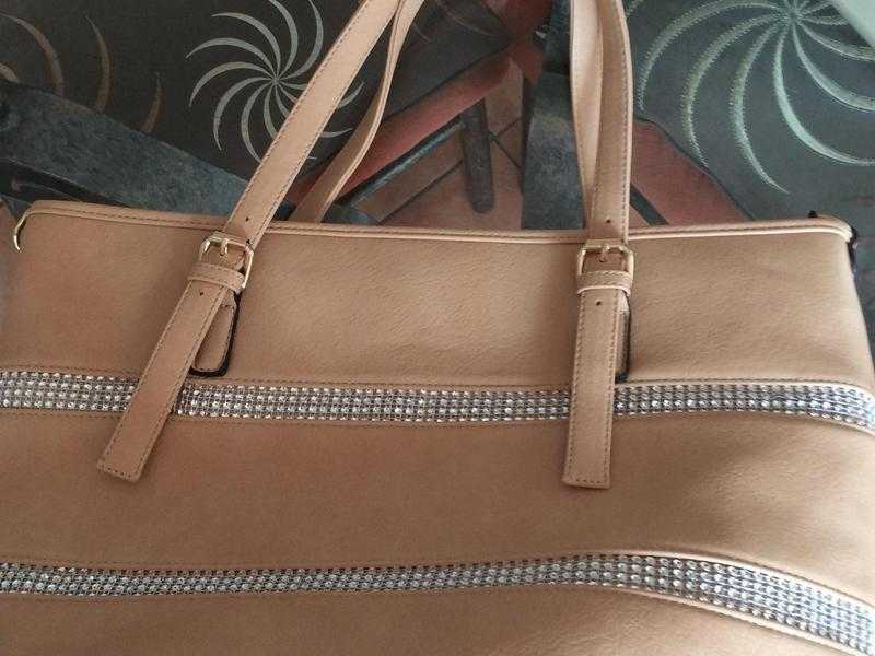 Beige and Diamonte brand new large handbag