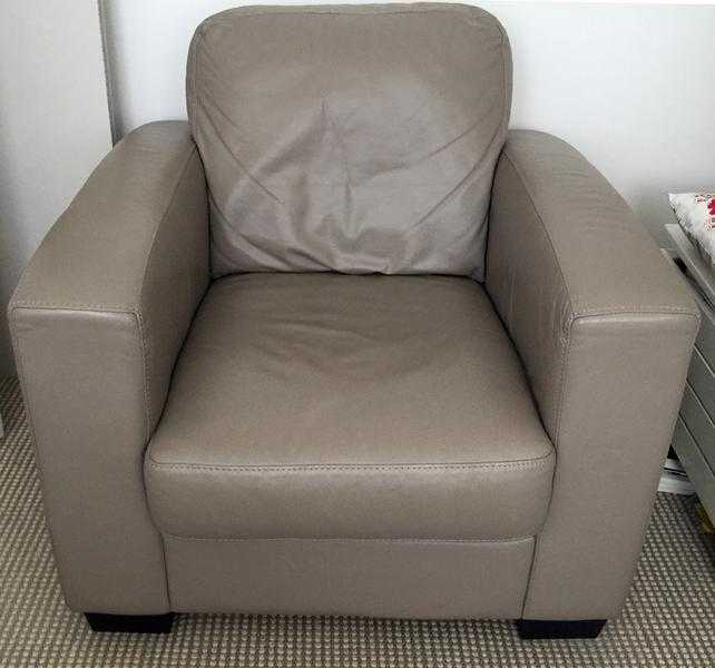 Beige leather armchair