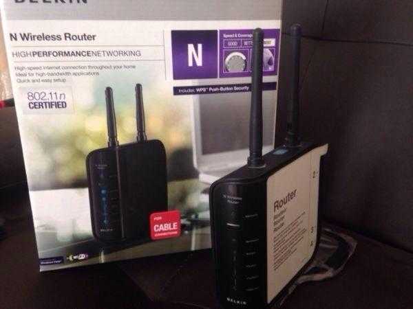 Belkin Wireless N Router. In original packaging.