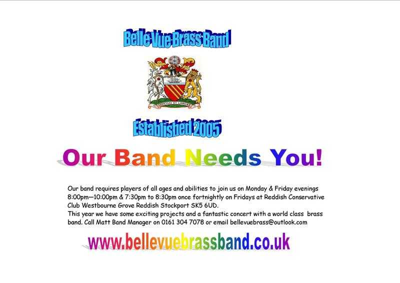 Belle Vue Brass Band Require Players of any standard to join us