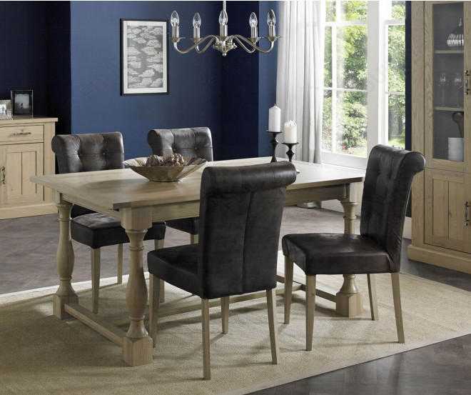 Bentley Designs 4-10 Extension Dining Table with 6 Upholstered Bonded Leather Chairs