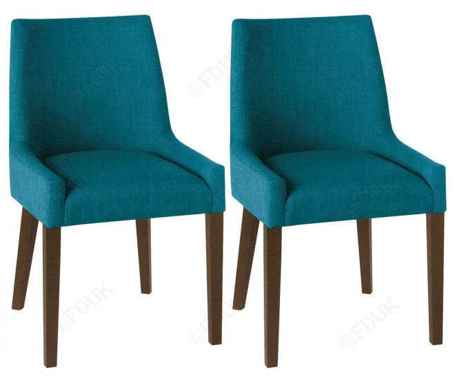 Bentley Designs Ella Walnut Scoop Back Dining Chair  Teal (Pair)