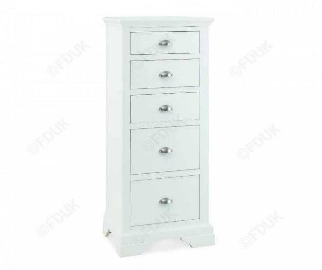 Bentley Designs Hampstead White 5 Drawer Tall Chest