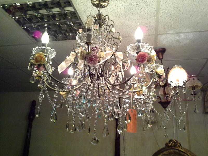 Bespoke crystal 8 arm vintage chandelier