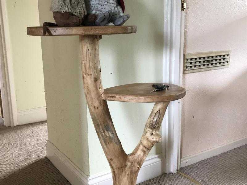 Bespoke hall  side table in oak and willow