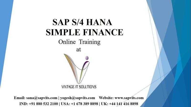 Best SAP S4 HANA Simple Finance Online Course Training Module SAPVITS UK