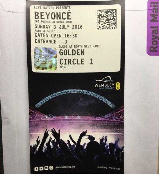 Beyonc Wembley Stadium  3rd July  Golden Circle 1  175