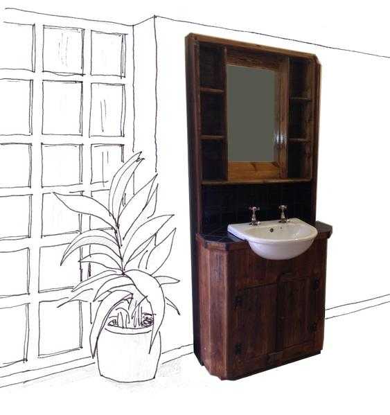 big beautiful hand made bathroom furniture with basin