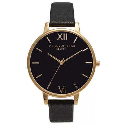 BIG BLACK DIAL WATCH - GOLD