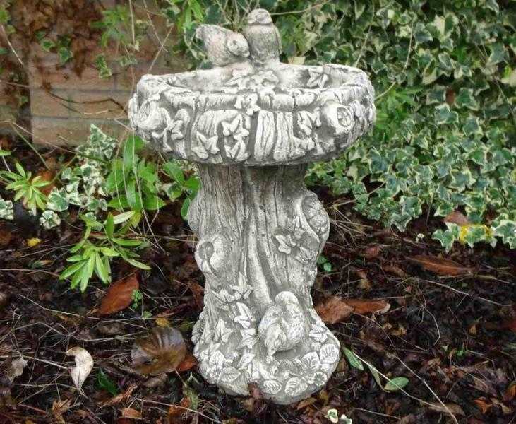 Birds birdbath - grey finish ornate sculpture Bird Bath