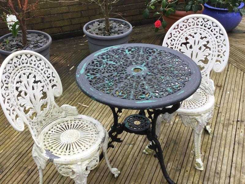 Bistro table and chairs.