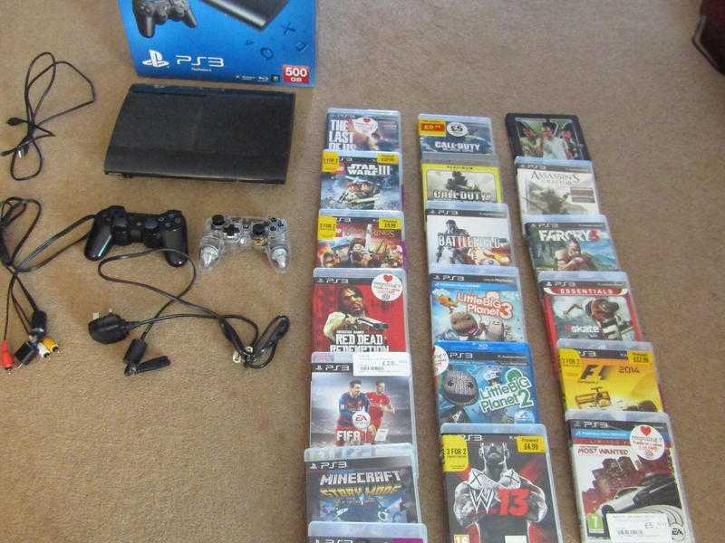 black 500gb ps3 with  20 games