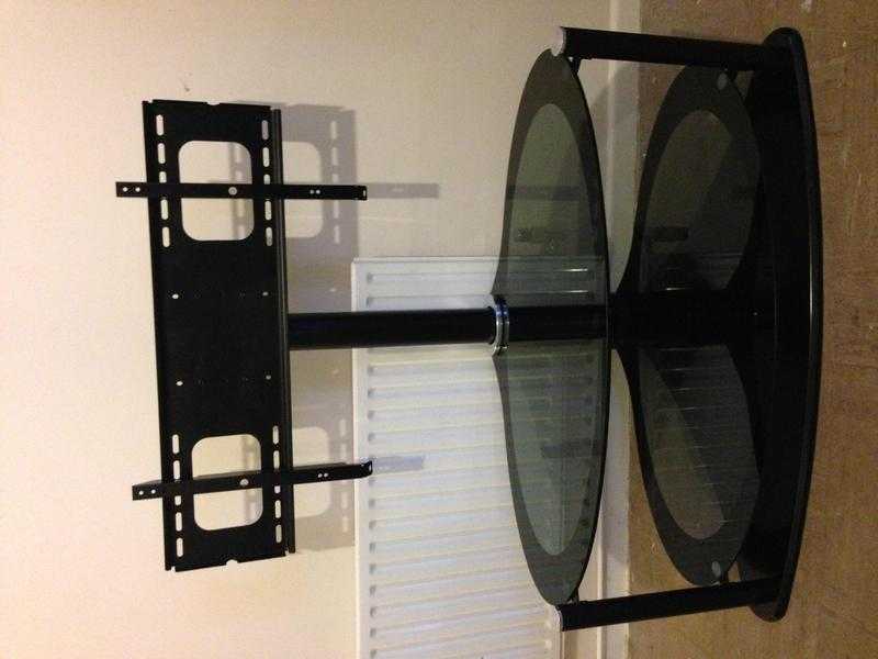 Black amp clear glass TV stand