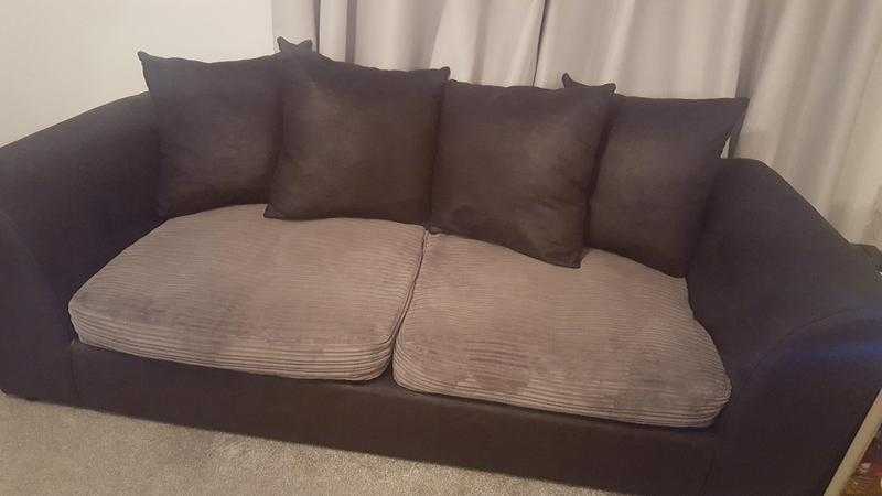 Black amp Grey 3 Seater Corded Sofa