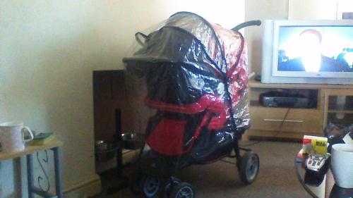 black and red travel system