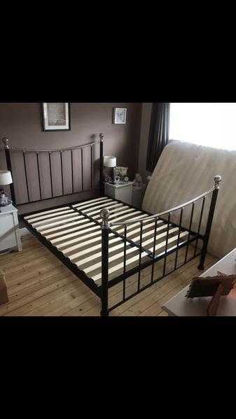 Black and silver kingsize metal bed frame