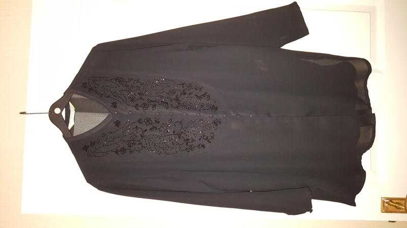 black blouse  long jacket