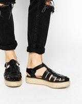 Black Caged Espadrille Platform Shoes ASOS