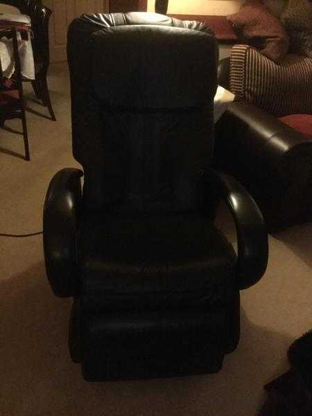 Black calf leather massage chair multi positional