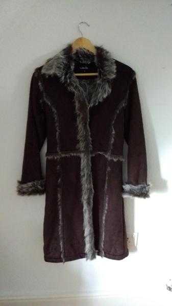 Black coat with fur lining. Full length